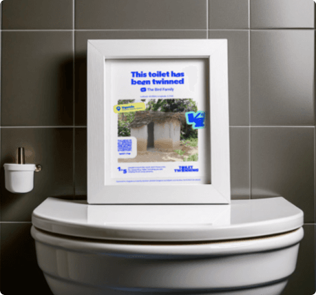 Tearfund direct mail sample displayed in a bathroom setting