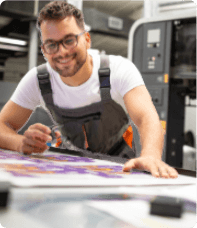 Team member preparing direct mail in the print shop